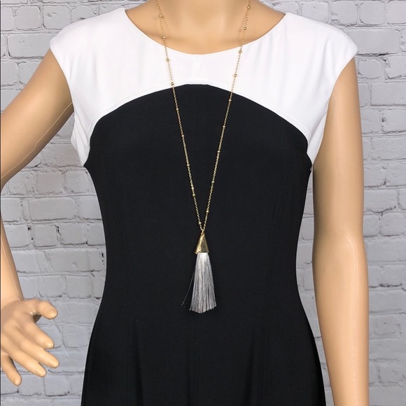 Trendy Tassel Necklace w/ polished gold tone chain - Picture 2 of 4